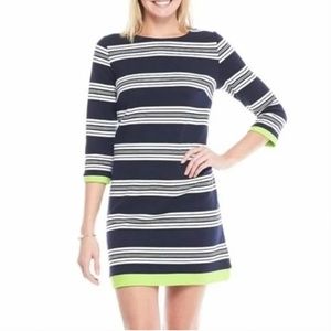 Crown & Ivy Women's Navy Blue & White Striped 3-Quarter Sleeve Dress Size Xs